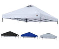 White 10x10 pop-up canopy top with vented peak and steel support frame