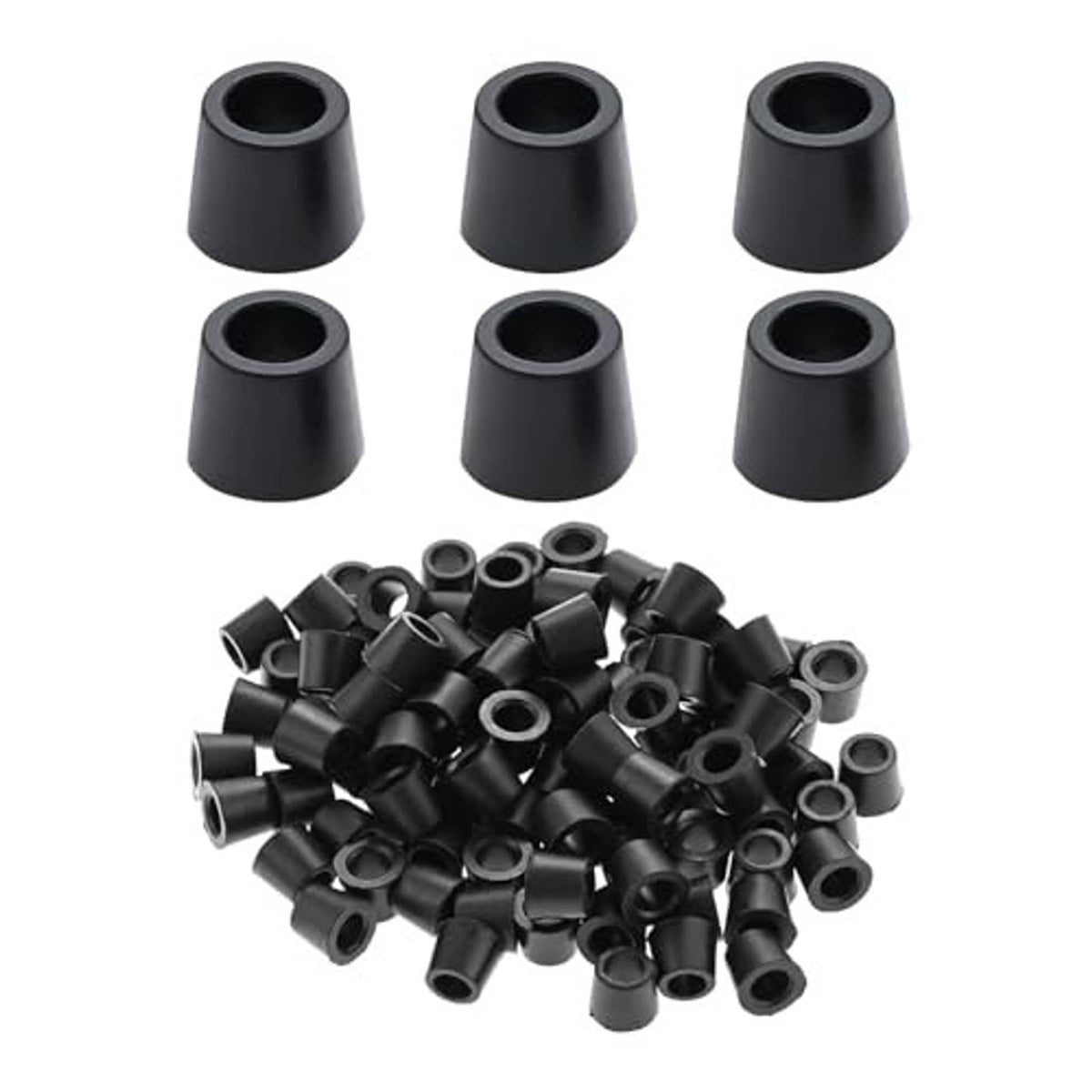 Black rubber conical quick coupler charging gaskets, set of hose seal caps