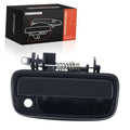 Front right exterior outside door handle with keyhole, textured black ABS plastic
