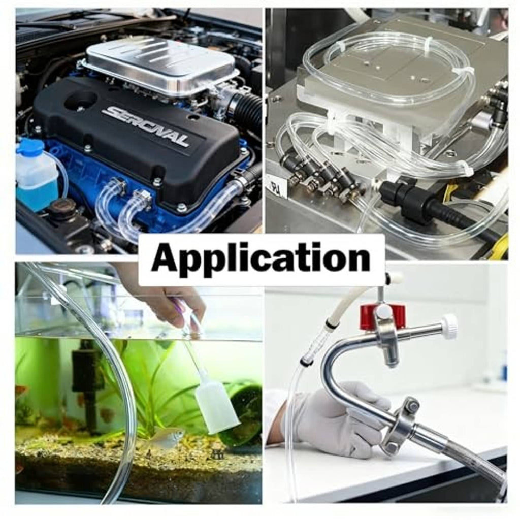 Transparent flexible PVC tubing in equipment setup, clear water transfer tube