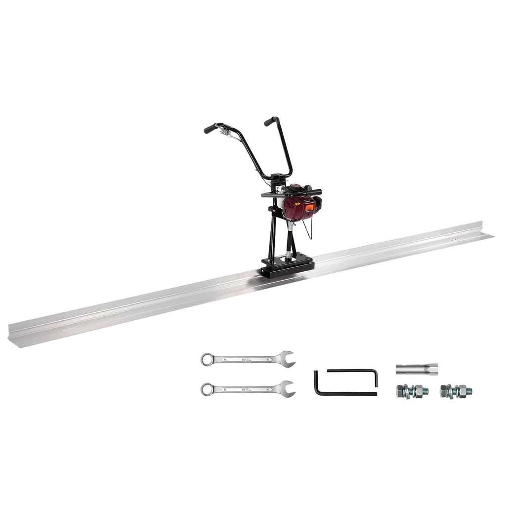 Concrete power screed float kit with blade, wrenches, and mounting hardware