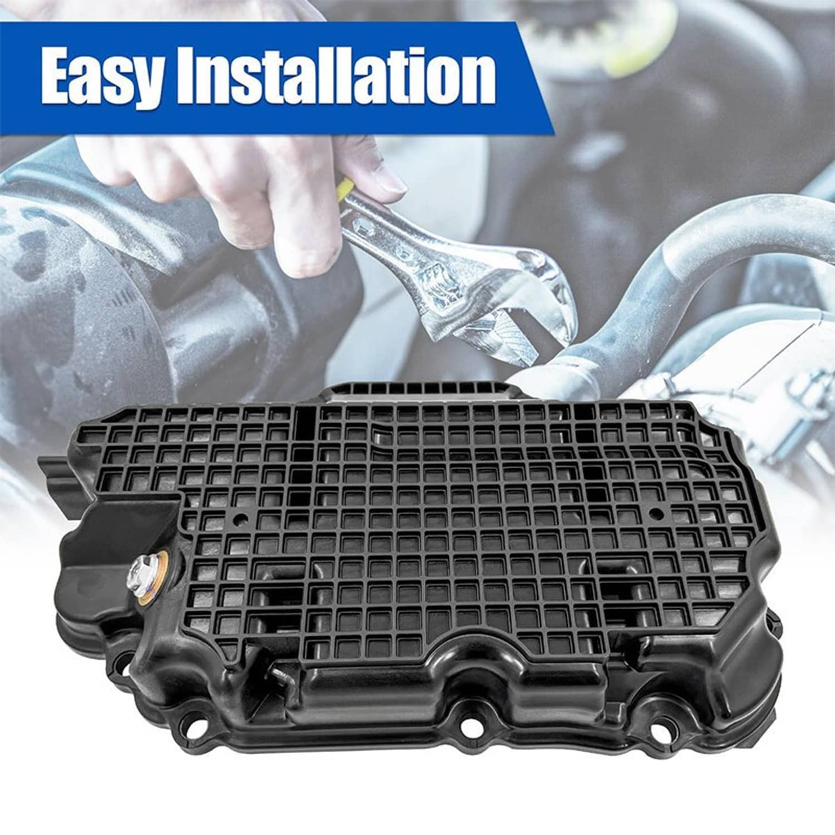 Engine oil pan with gasket, black plastic oil pan held for easy installation