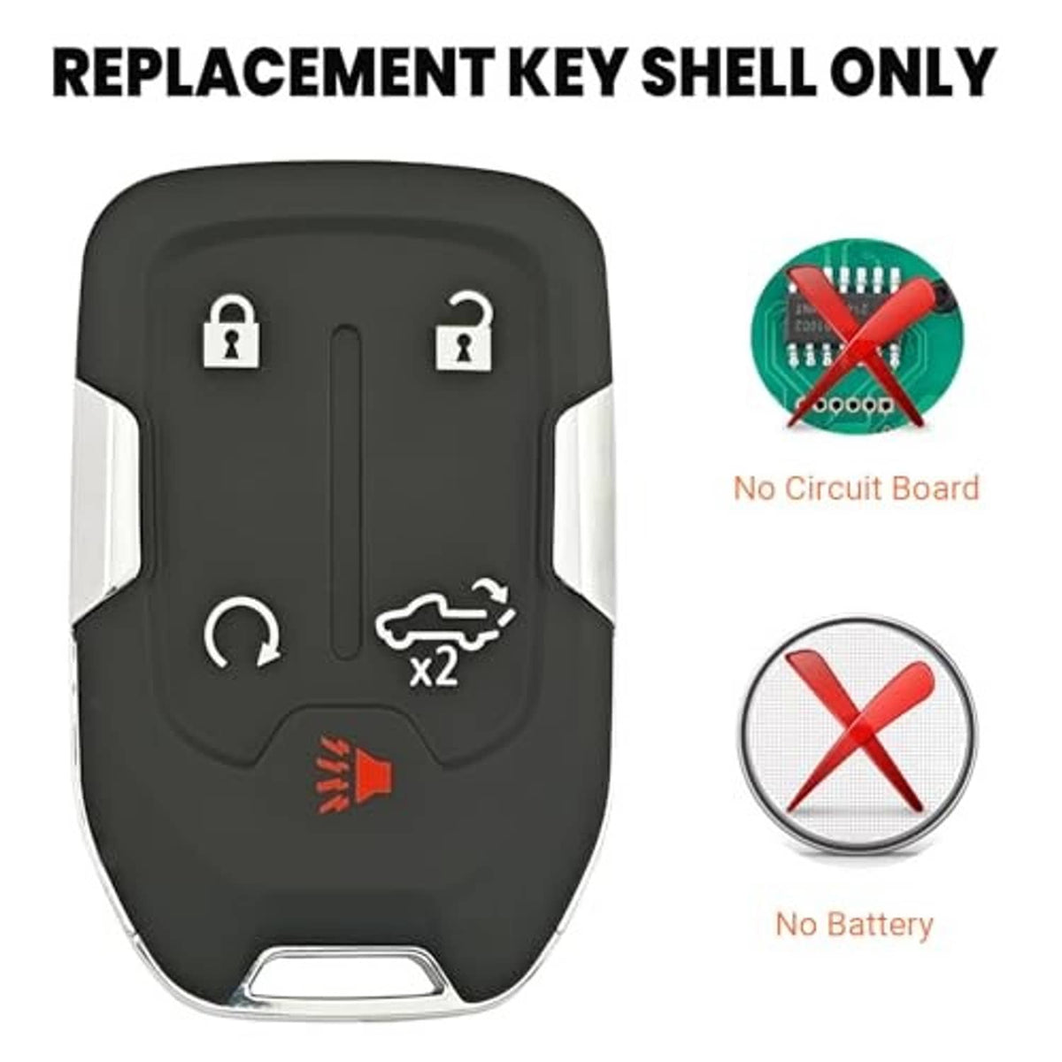 Dark replacement key fob shell (no circuit board) with 5-button icons