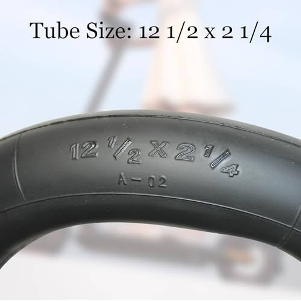 Black inner tube with 12 1/2 x 2 1/4 size marking