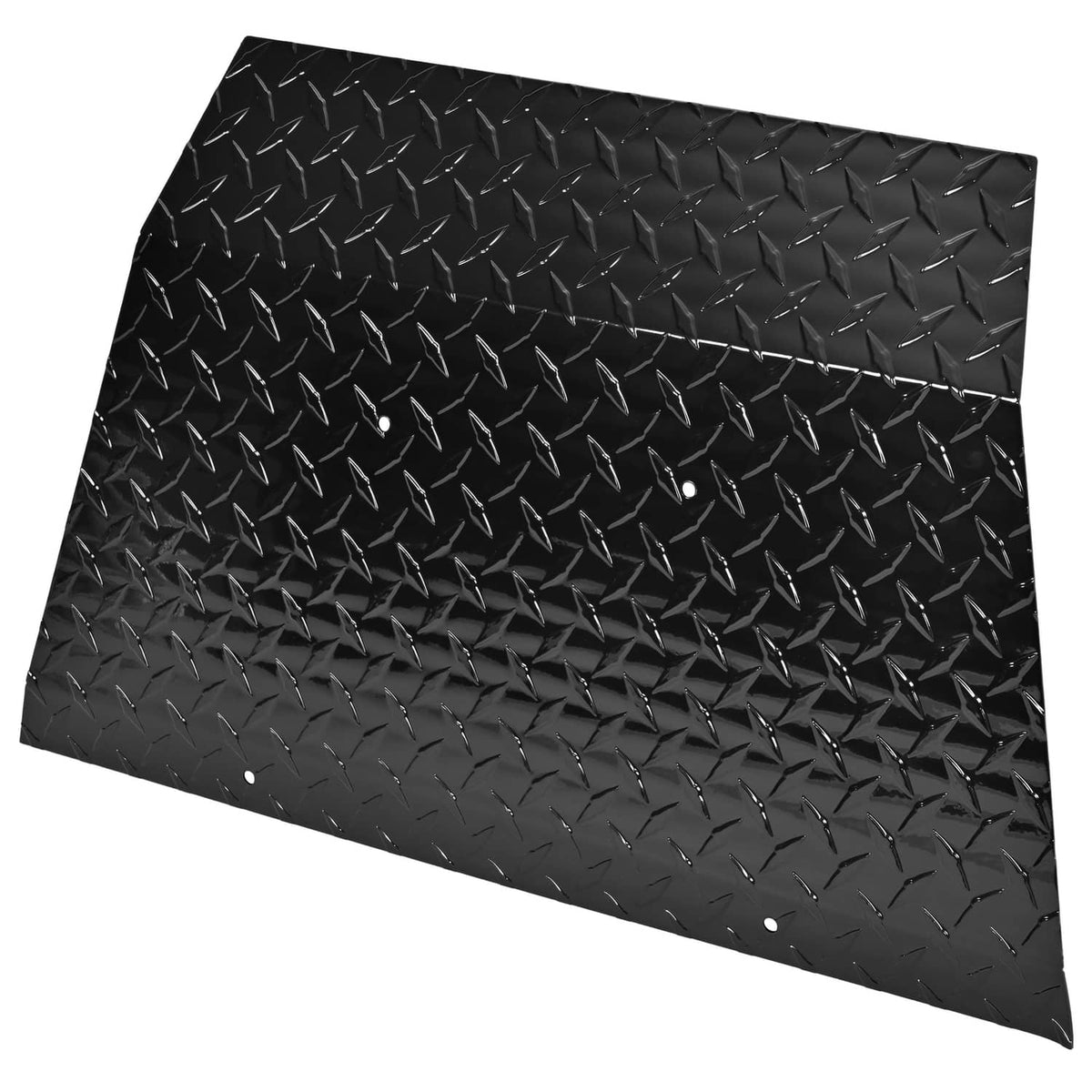 Black aluminum front shock bumper cover, diamond plate pattern panel