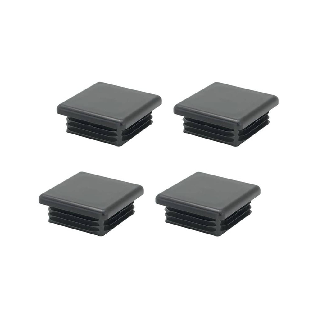 Black square plastic tubing end caps, 2 in (50 mm), 4-pack