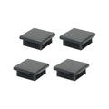 Black square plastic tubing end caps, 2 in (50 mm), 4-pack