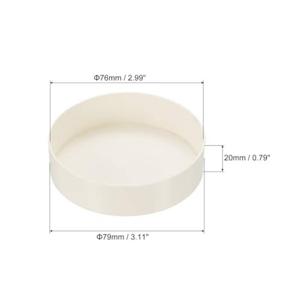White PVC pipe end cap fitting with size diagram: 79mm outer dia, 20mm height