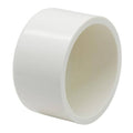 4-inch PVC pipe end cap fitting, smooth white cap with round opening