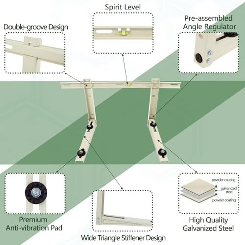 Mini split AC wall bracket with double grooves, spirit level, and angle regulator