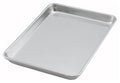 Silver 1/4-size sheet pan with low sides, rectangular tray