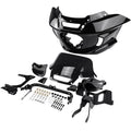 Black motorcycle fairing windshield bracket kit with mounting hardware and brackets