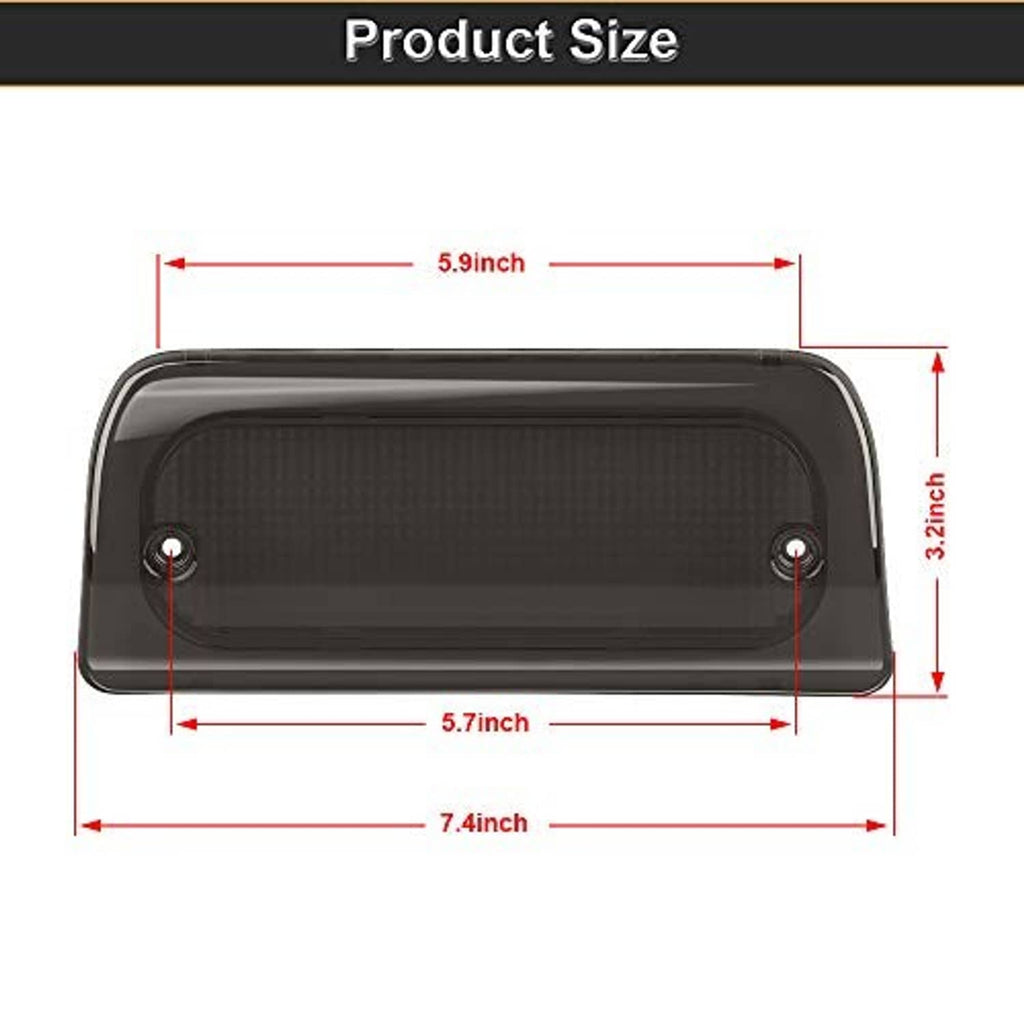Smoked third brake light lens cover with dimensions diagram