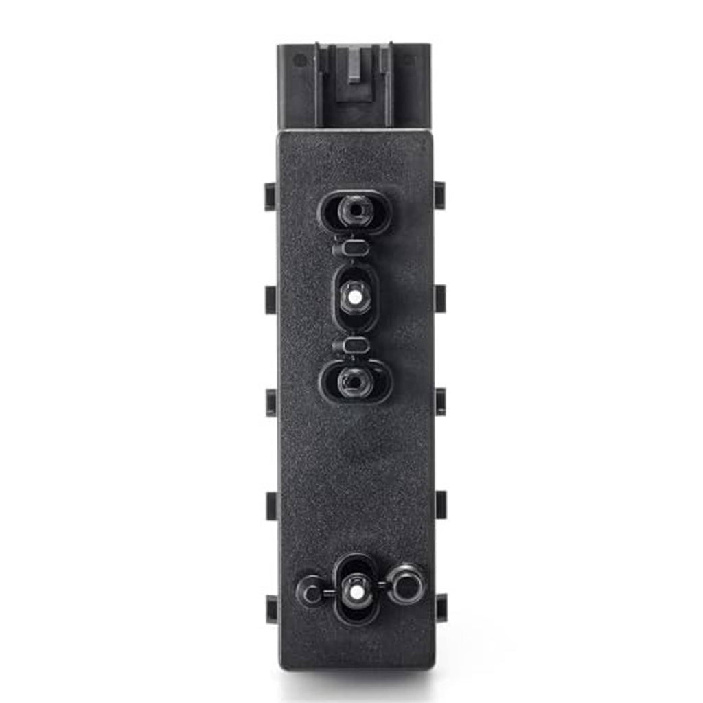 Power seat switch front view with three black buttons on dark textured body