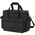 Large black scrapbook bag with padded laptop sleeve and top carry handles