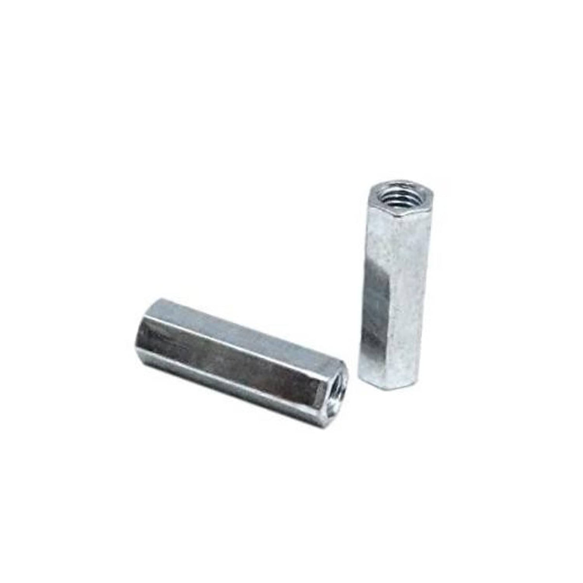 Zinc-plated M10 rod coupling hex nut connector, two-piece set with internal thread