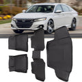 Black TPE all-weather floor mat set with molded channels and raised edges
