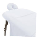 White microfiber massage table sheet set with fitted stretch edges