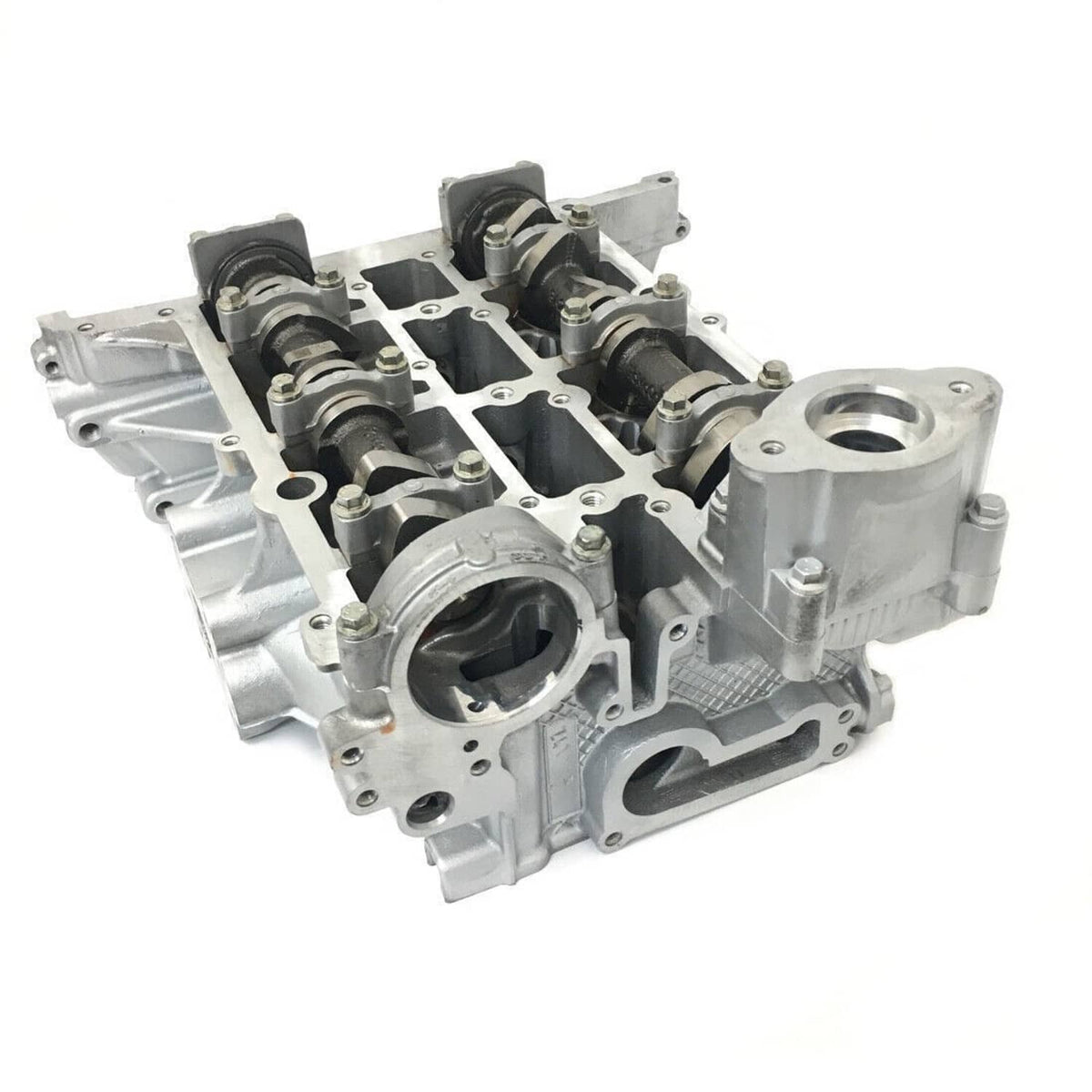 Aluminum cylinder head assembly with installed camshaft and valve components
