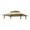 Beige 5x8 grill gazebo replacement canopy with slanted roof and side panels