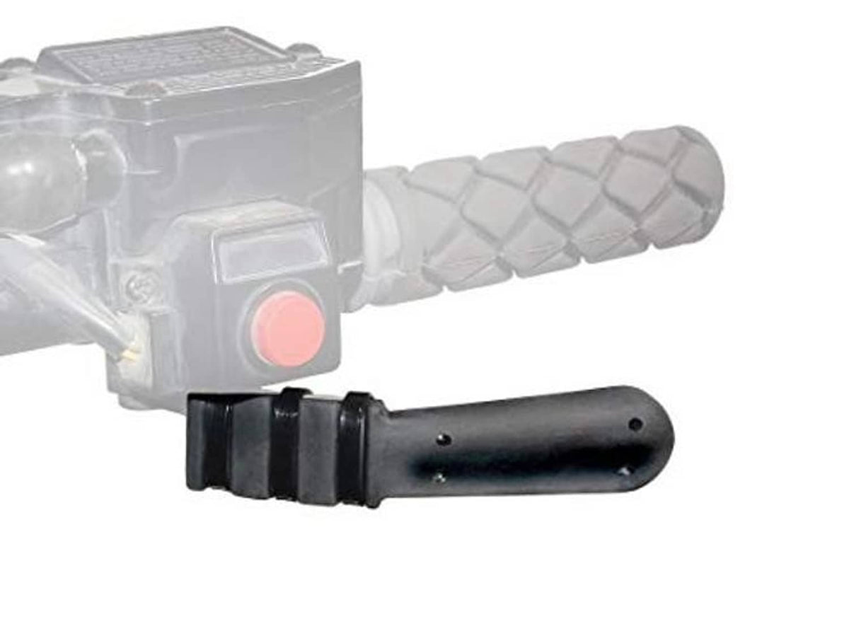 Black throttle thumb extender with cushioned grip and red circular control pad