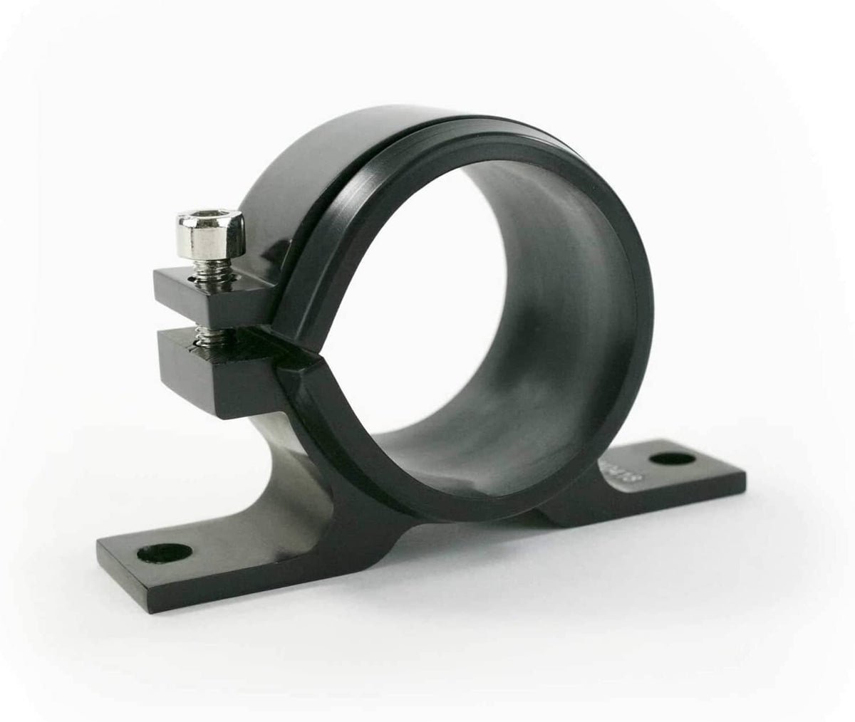 Inline fuel filter with bracket, black anodized housing and mounting base