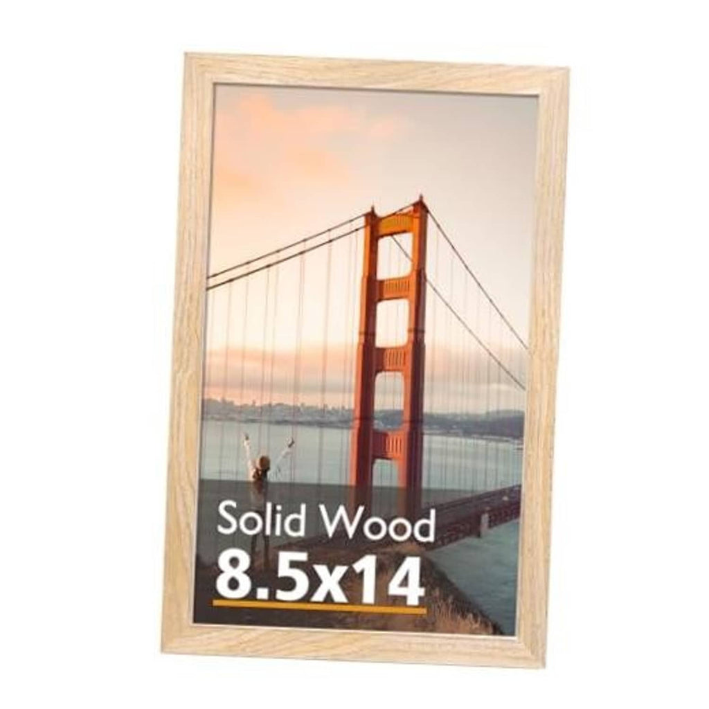 Natural wood picture frame with clear acrylic front, portrait orientation