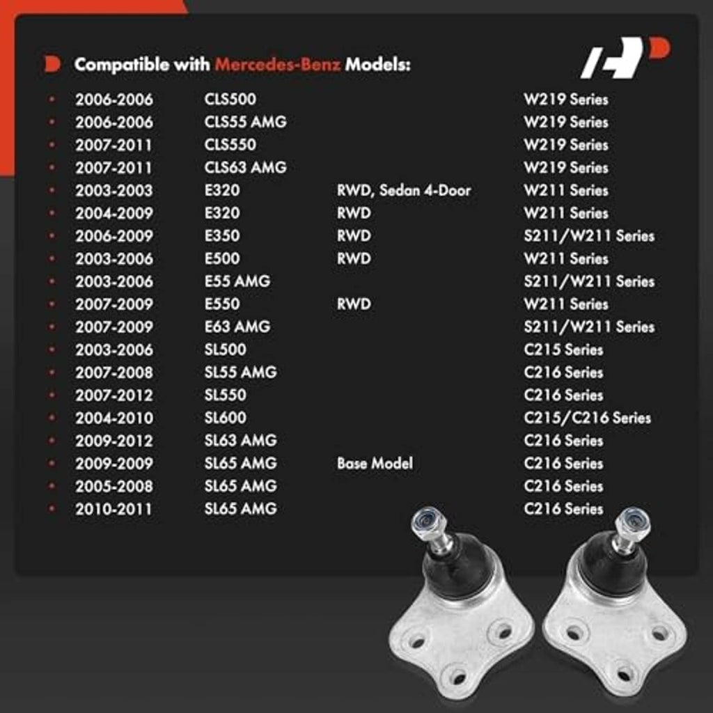 Two front upper ball joints, silver mounting plates with black rubber seals