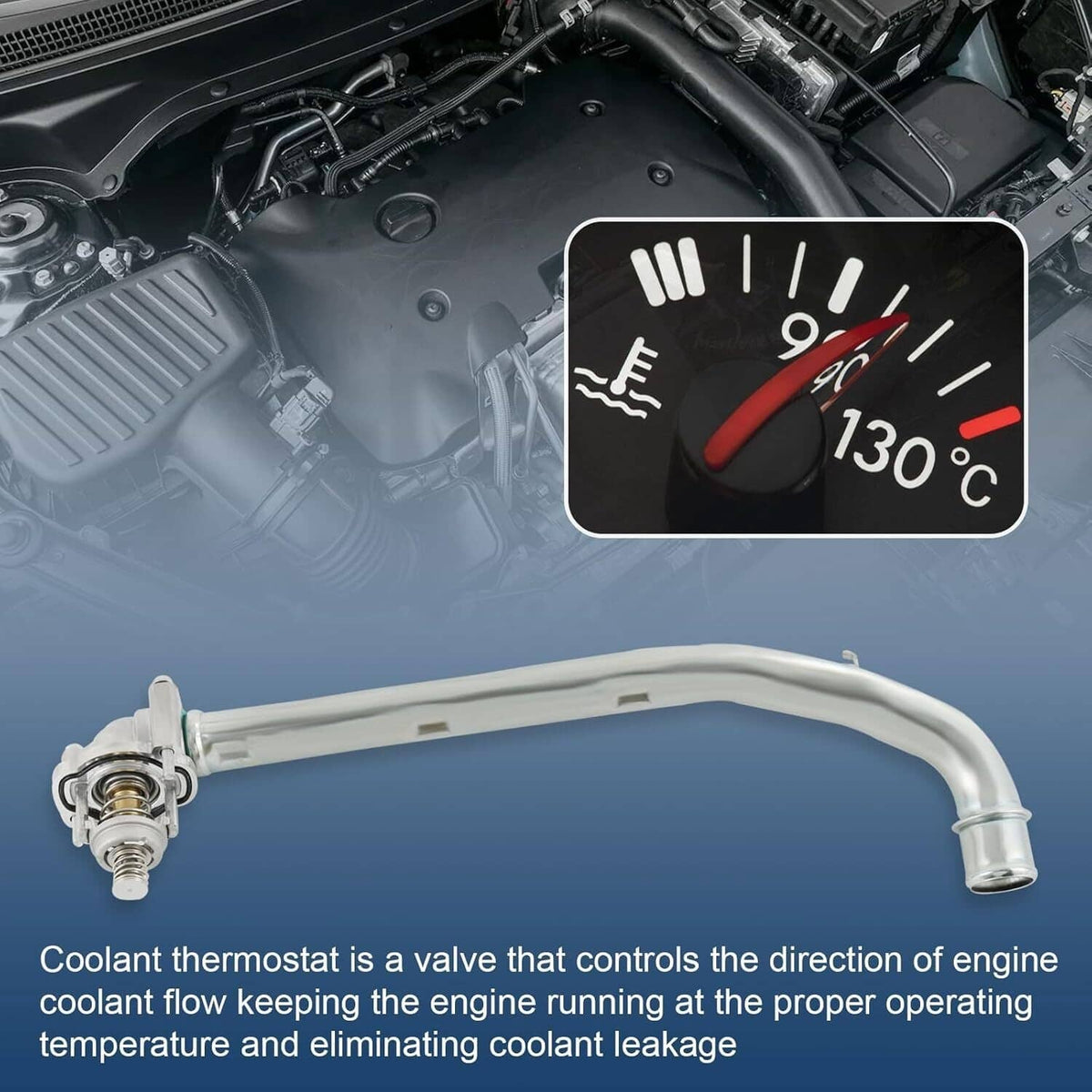 Thermostat coolant pipe assembly with valve housing and thermostat element