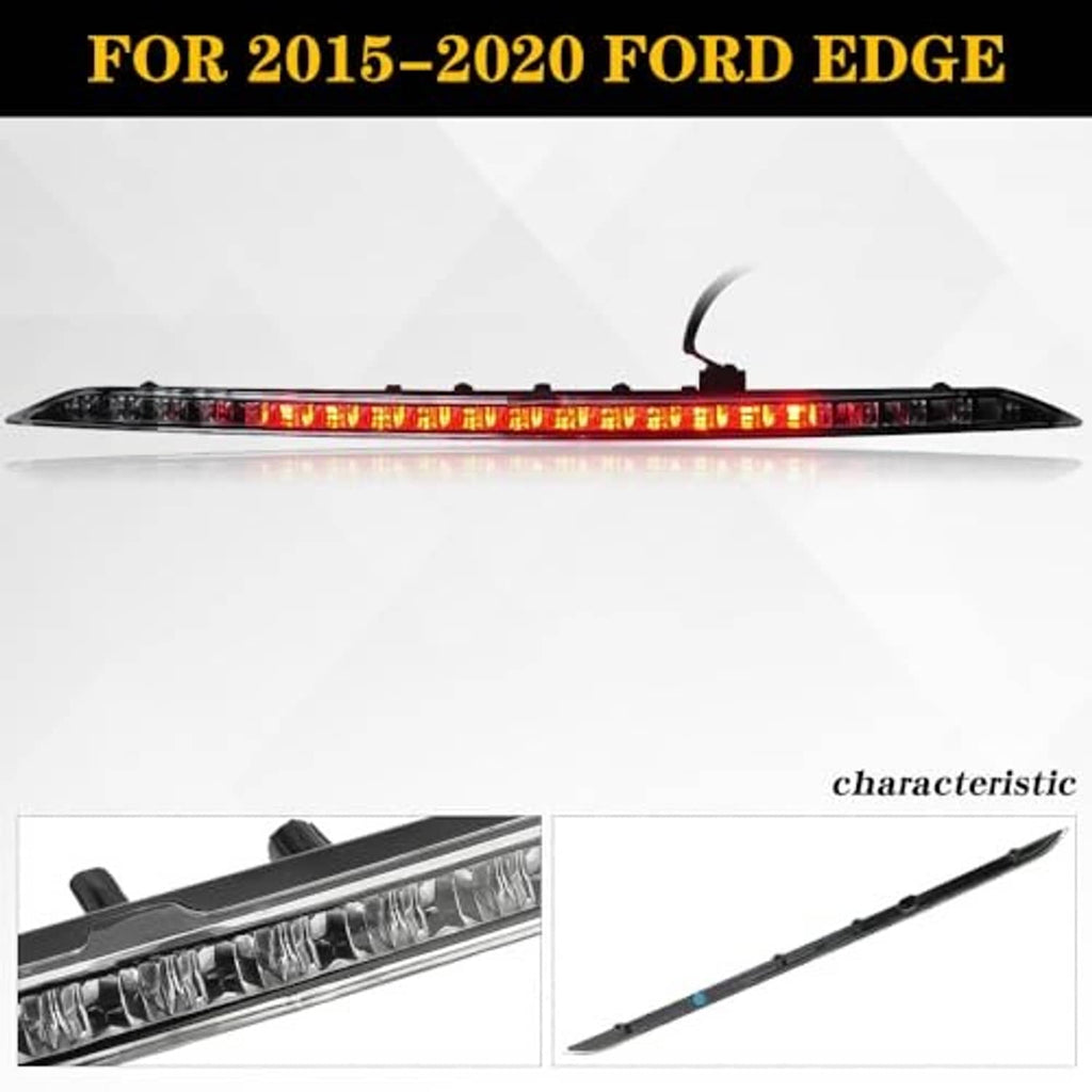 Slim LED third brake light bar with clear lens and red LED row, vehicle-mounted view.