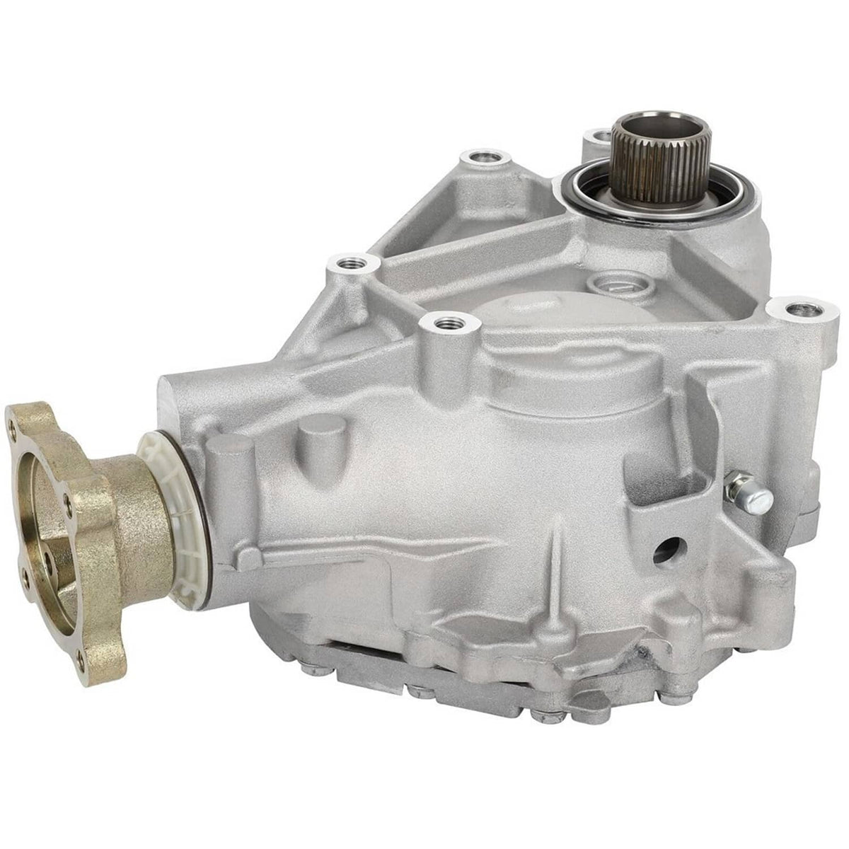Transfer case power take off assembly with mounting bolts and side flange fitting