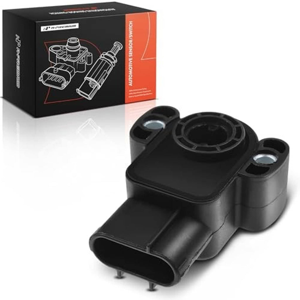 Throttle position sensor with black housing and two metal mounting studs