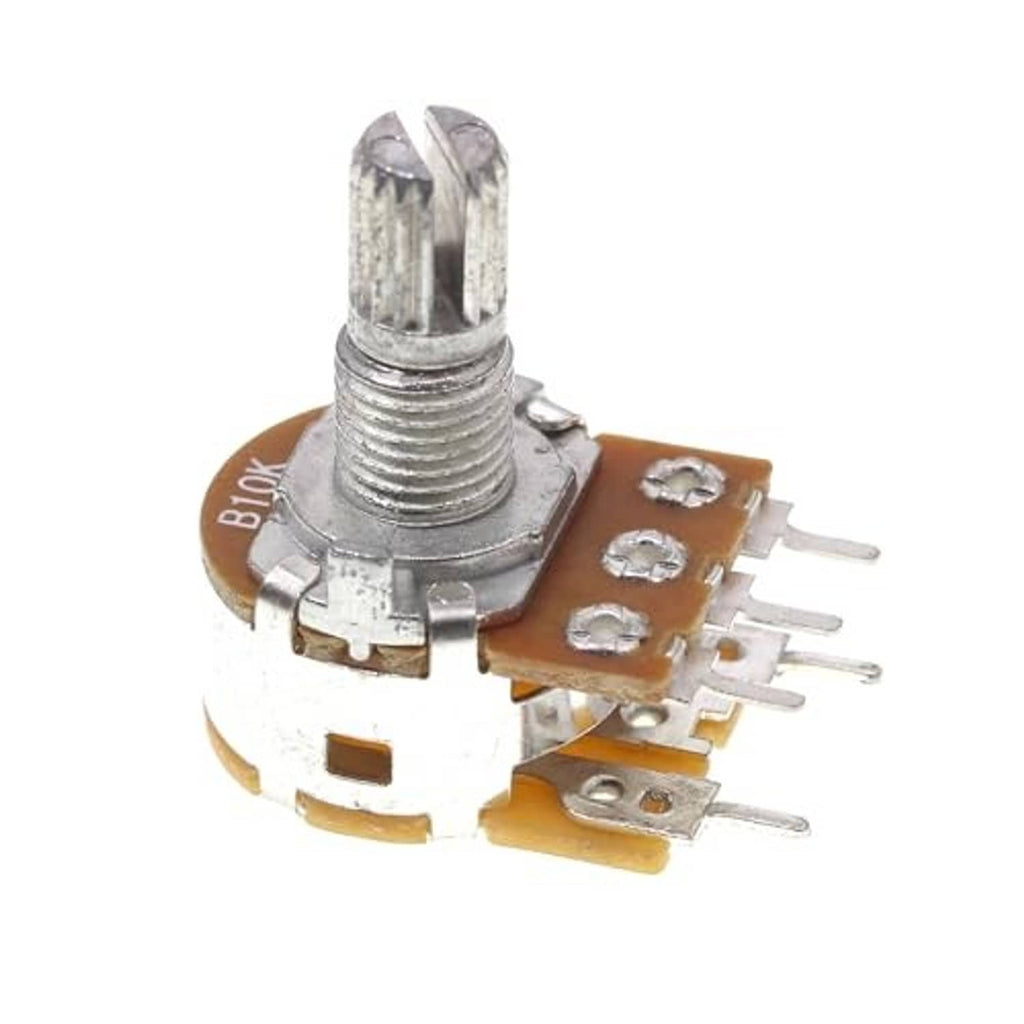 5-pin horizontal single-turn 10k potentiometer with metal shaft and mounting tabs