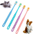 4-piece 360-degree soft silicone pet toothbrush set with colored handles