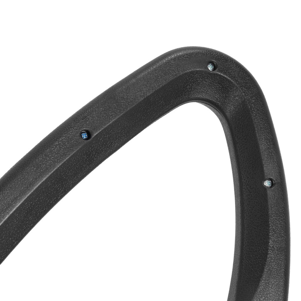 Black hip restraint handle area with textured finish and small blue-tinted fastener marks.