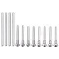 Steel suspension pin screw set, multiple silver pins with round heads