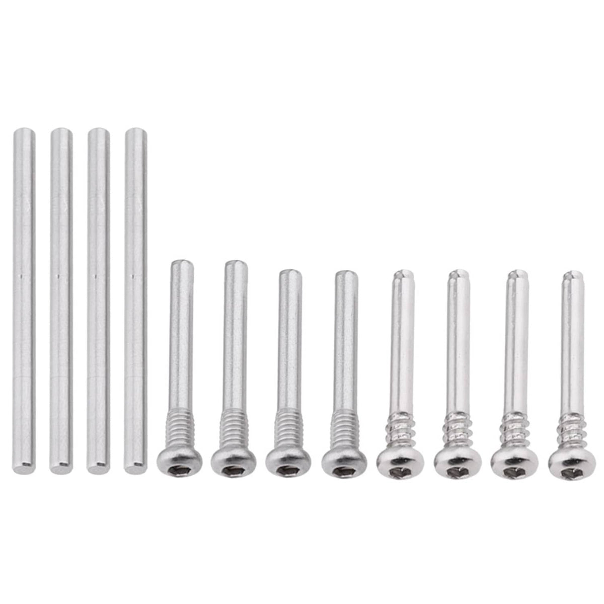 Steel suspension pin screw set, multiple silver pins with round heads
