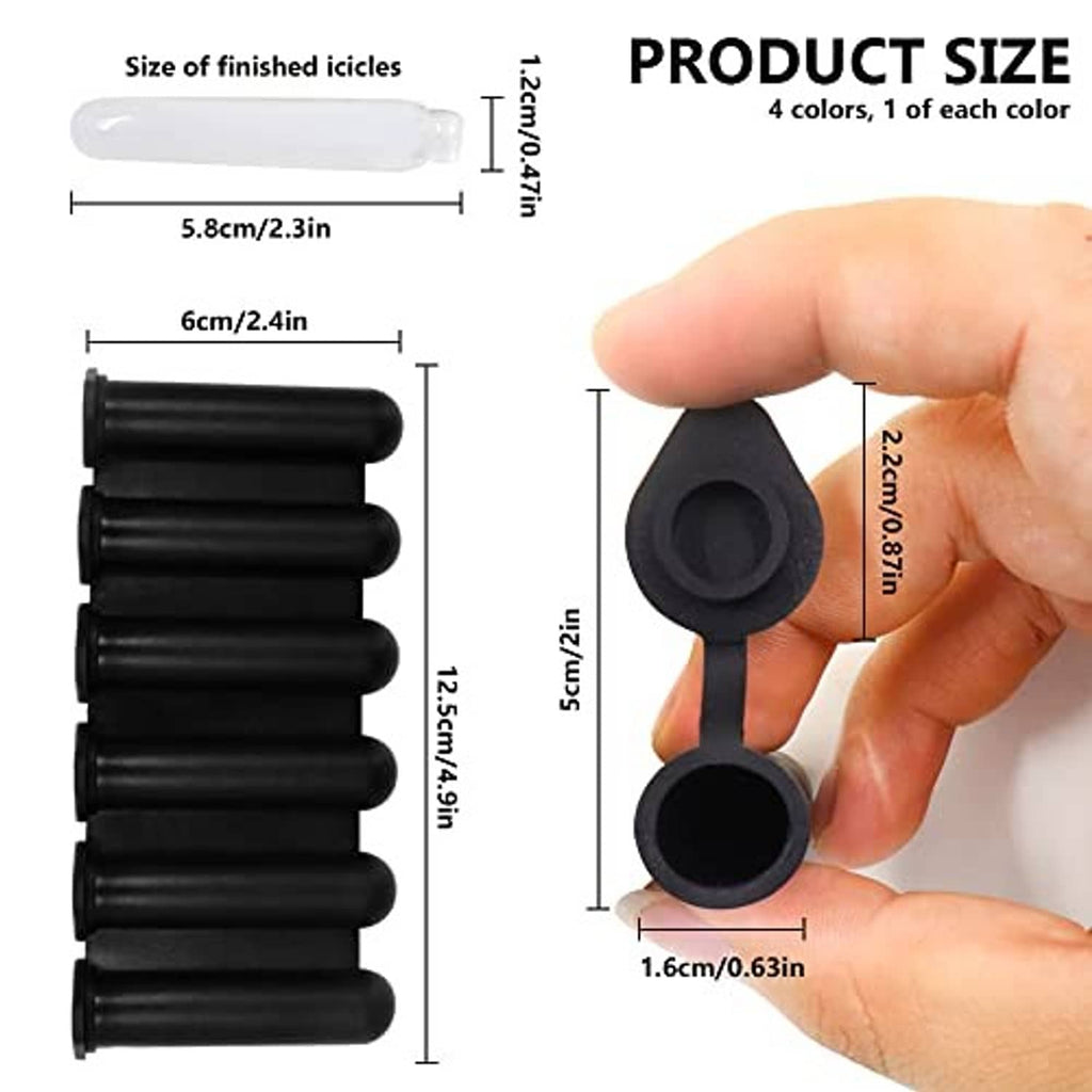 Silicone ice stick mold tray, black, small tube shape with open end, held by hand