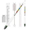 Triple scale alcohol hydrometer set with 250 ml measuring cylinder and two hydrometers