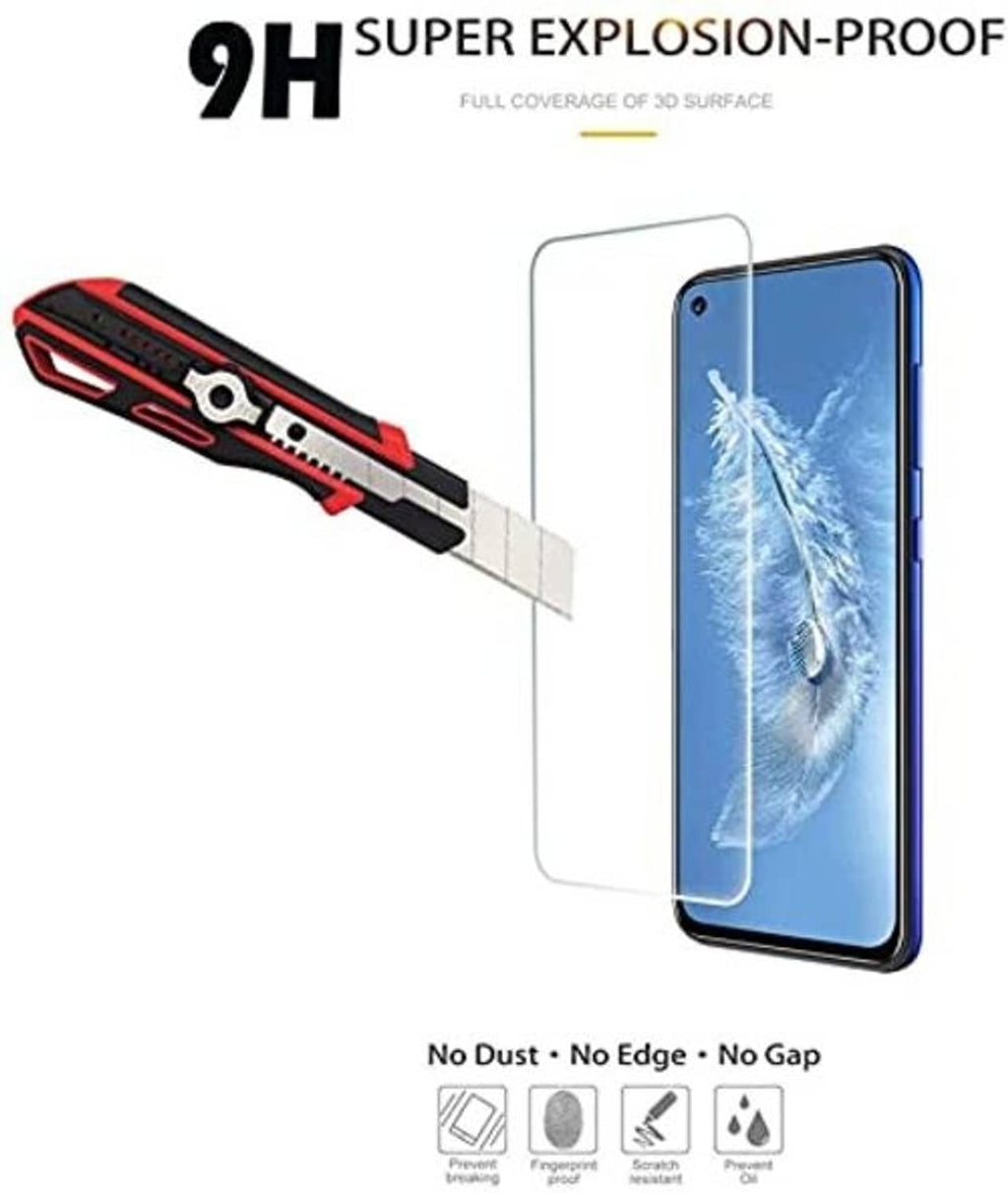 Protective phone case with red ring kickstand and tempered glass screen protector