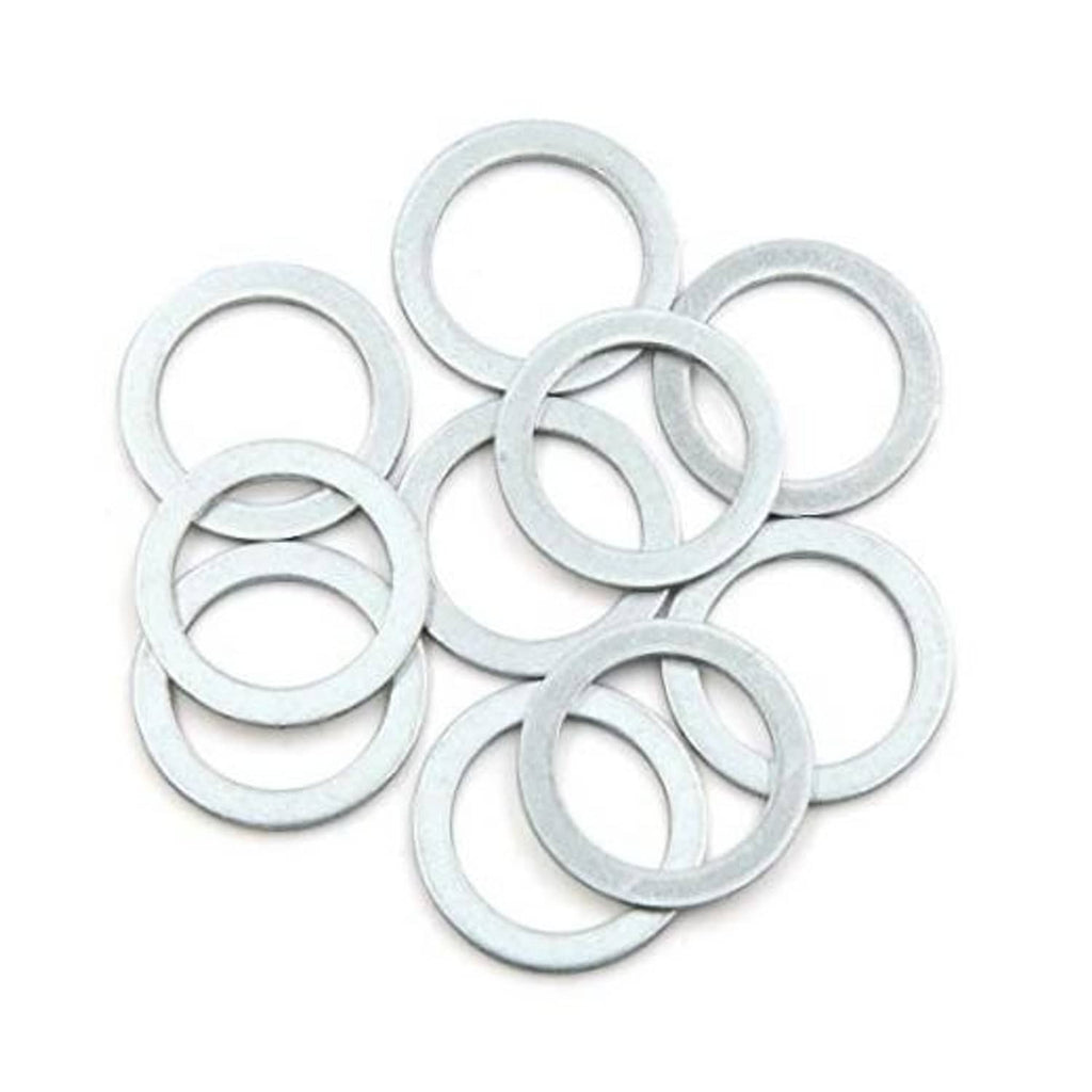 Set of metal crush washers, round flat rings, light gray, assorted pack of 10