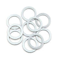 Set of metal crush washers, round flat rings, light gray, assorted pack of 10
