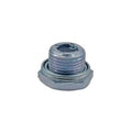 Metal rear differential drain plug with hex head, blue-gray zinc finish