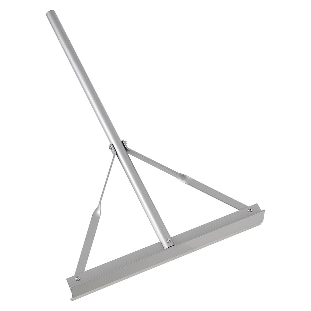 Landscape rake with aluminum leveling head and long gray handle