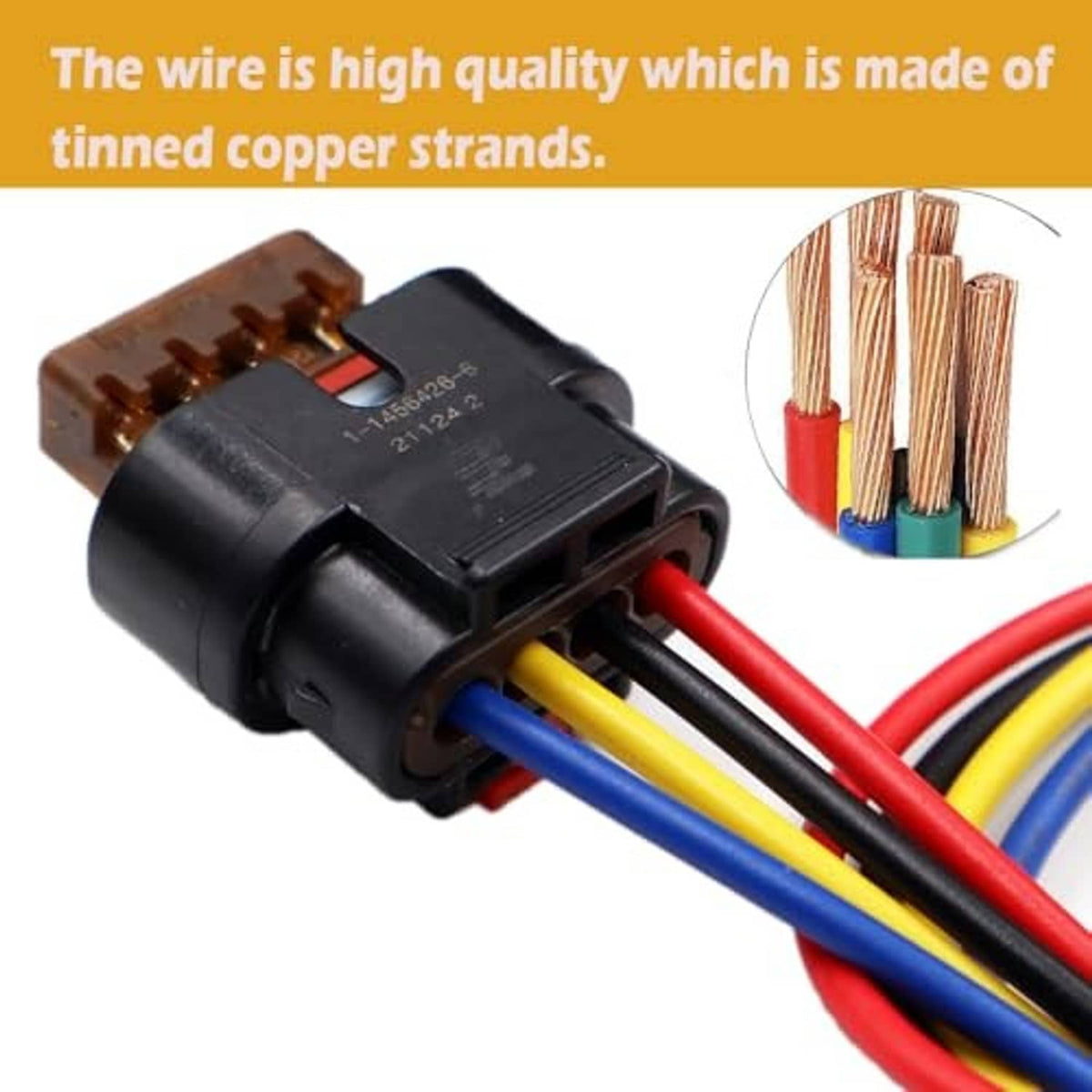 Actuator connector harness close-up with multi-pin plug and color-coded wiring leads