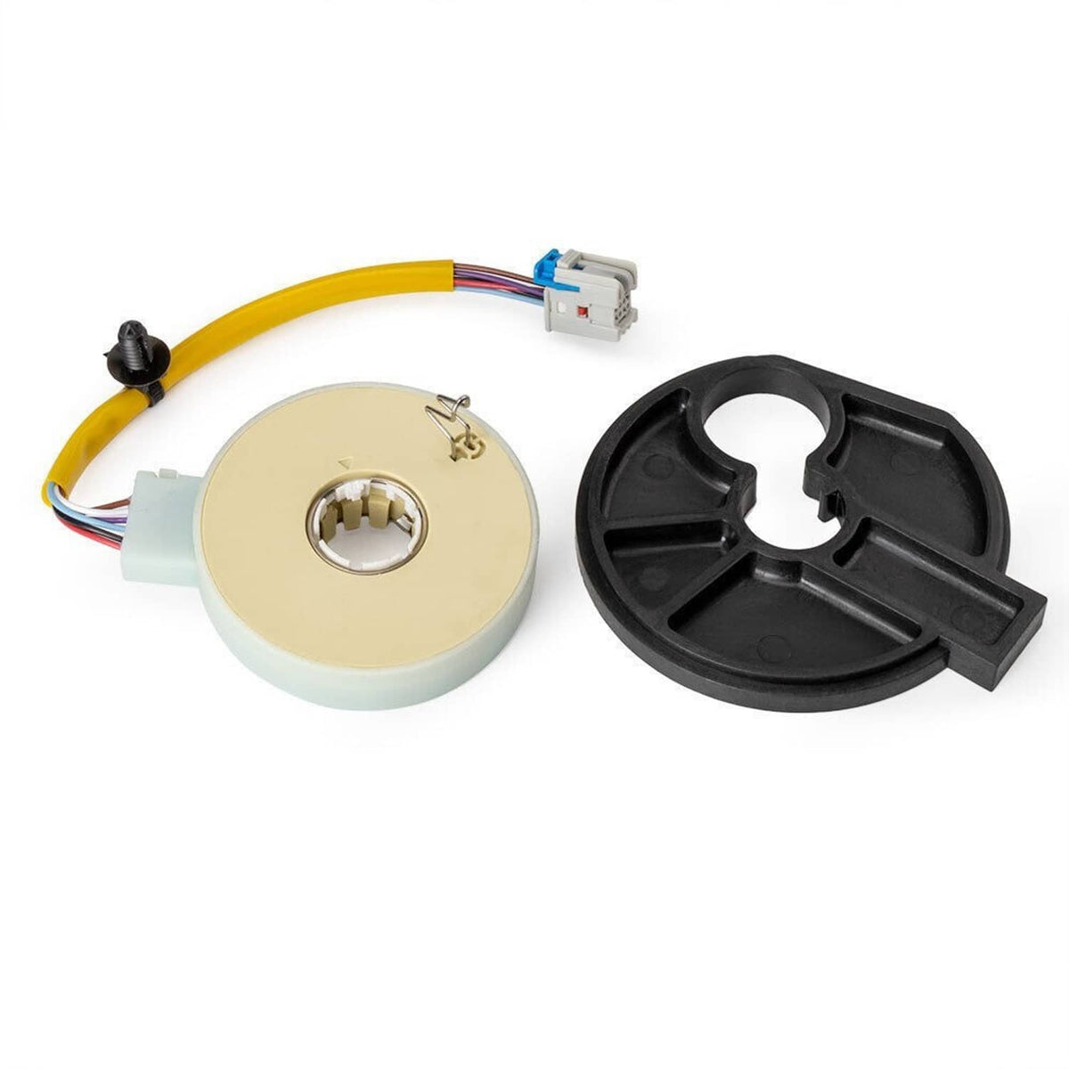 Power steering torque sensor set bundle with sensor ring, yellow wiring, and black retainer