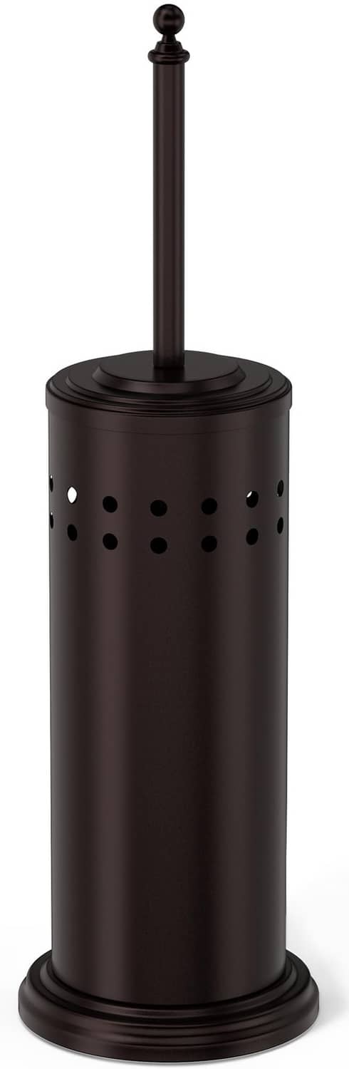 Dark bronze perforated canister holder with upright plunger handle