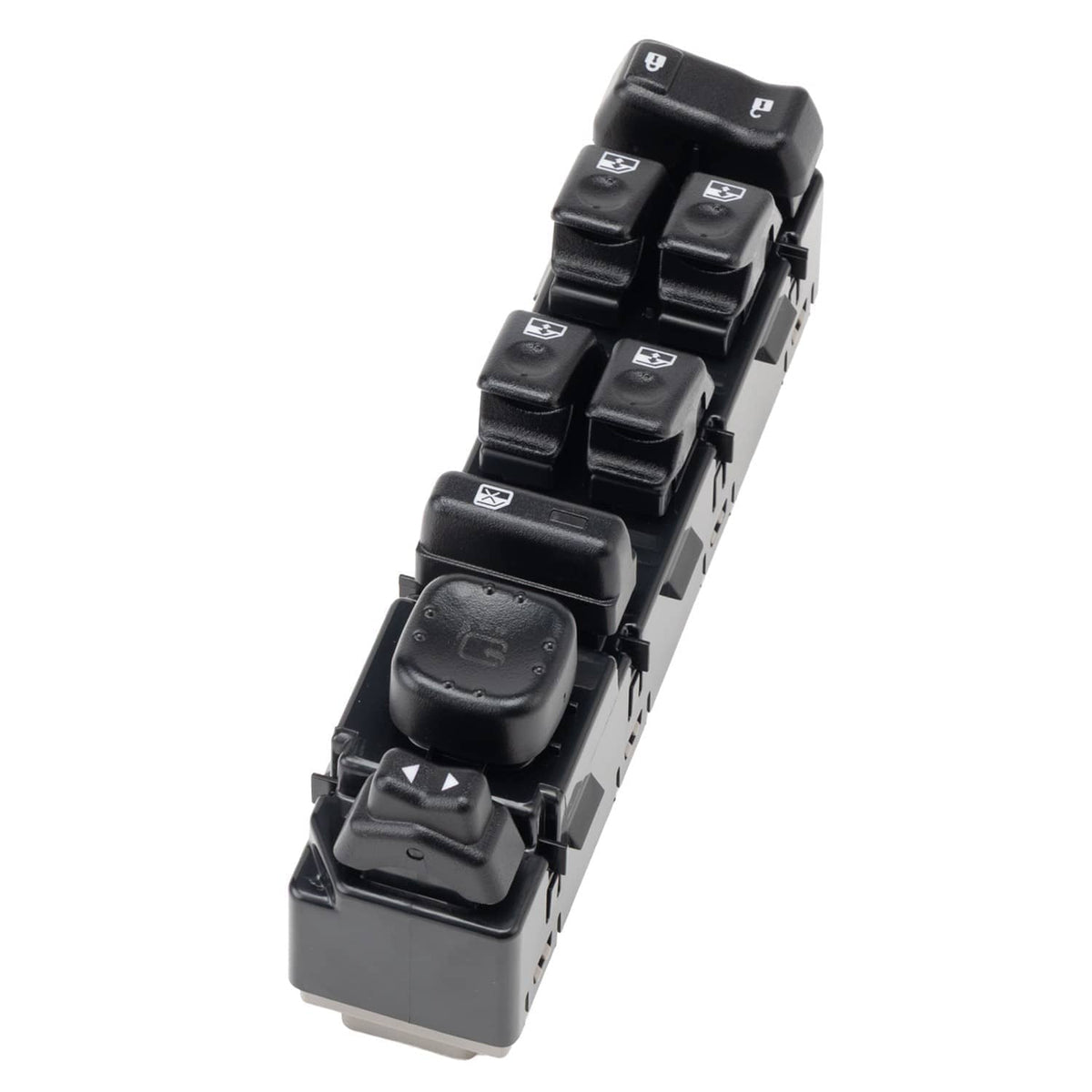 Power window control switch, angled view showing stacked button layout and housing