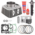 Engine cylinder kit set with piston, piston rings, gasket set, and camshaft component