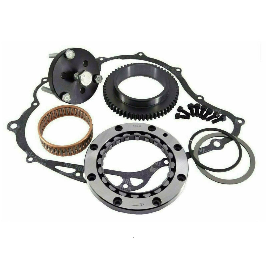 Clutch puller kit with black gasket, steel gears, seal rings, and hardware kit.